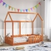 Cama con forma de casa de niños madera maciza marrón 80x160 cm