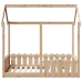 Cama con forma de casa de niños madera maciza marrón 70x140 cm