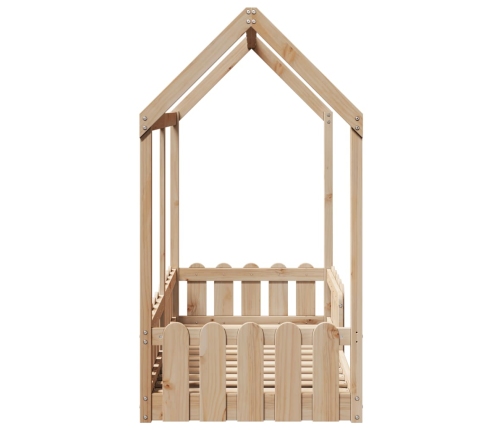 Cama con forma de casa de niños madera maciza marrón 70x140 cm