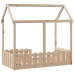 Cama con forma de casa de niños madera maciza marrón 70x140 cm