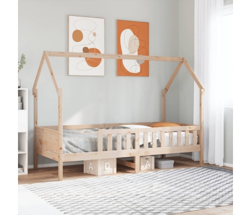 Cama con forma de casa de niños madera maciza de pino 80x200 cm