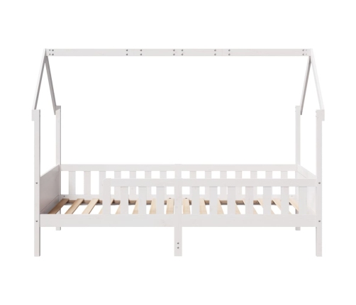 Cama con forma de casa de niños madera maciza blanca 80x200 cm