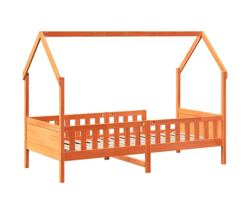 Cama con forma de casa de niños madera maciza marrón 80x200 cm