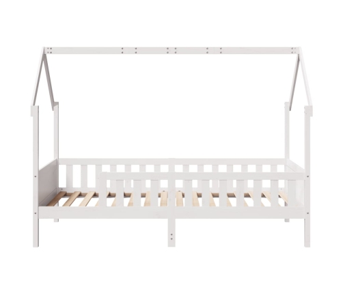 Cama con forma de casa de niños madera maciza blanca 90x190 cm