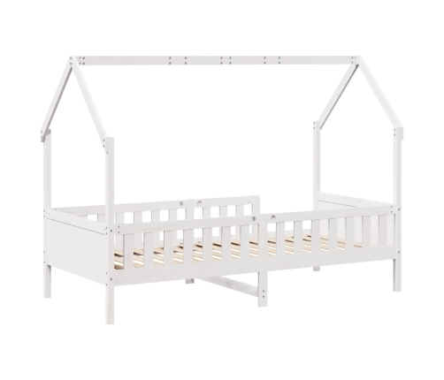 Cama con forma de casa de niños madera maciza blanca 90x190 cm