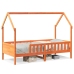 Cama con forma de casa de niños madera maciza marrón 90x190 cm