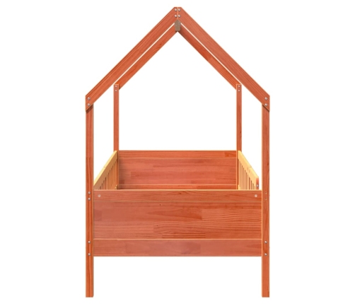 Cama con forma de casa de niños madera maciza marrón 90x190 cm