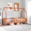 Cama con forma de casa de niños madera maciza marrón 90x190 cm