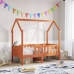 Cama con forma de casa de niños madera maciza marrón 80x160 cm