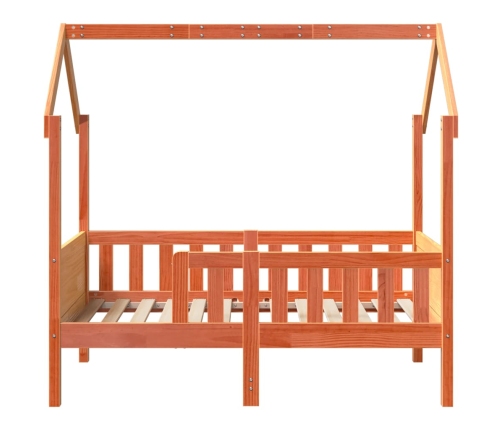 Cama con forma de casa de niños madera maciza marrón 80x160 cm