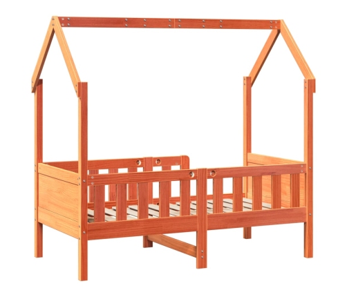 Cama con forma de casa de niños madera maciza marrón 80x160 cm