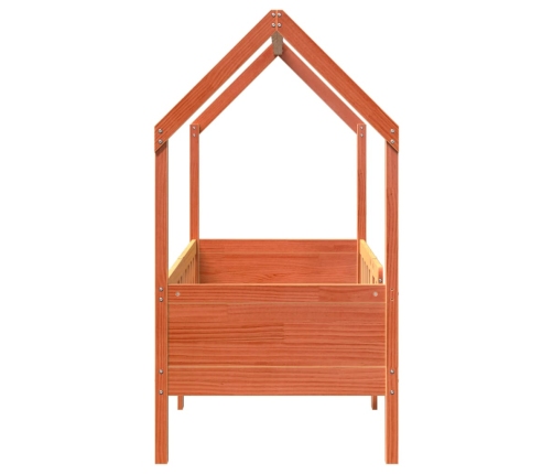 Cama con forma de casa de niños madera maciza marrón 70x140 cm