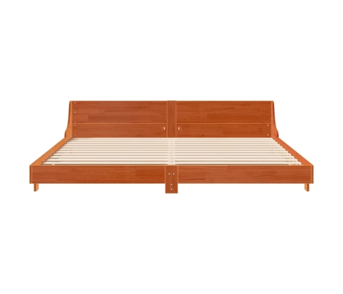 Cama sin colchón madera maciza de pino marrón cera 180x200 cm