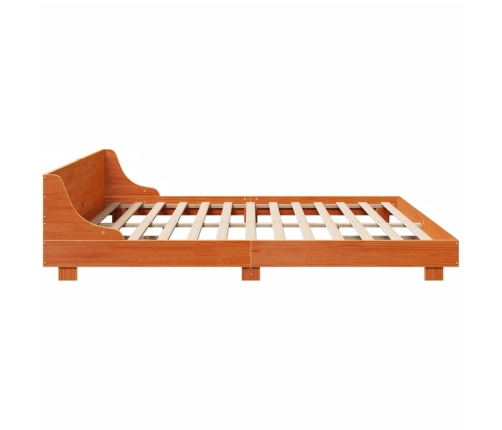 Cama sin colchón madera maciza de pino marrón cera 180x200 cm