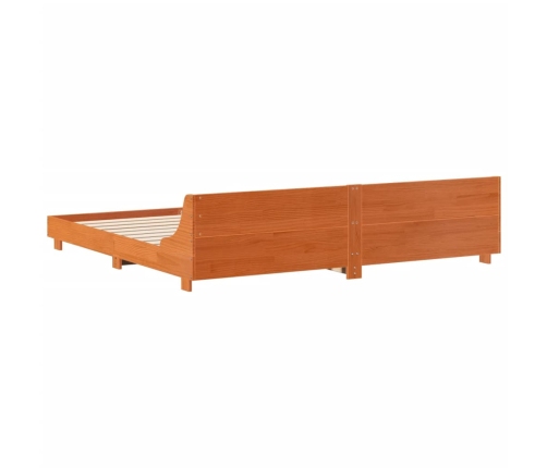 Cama sin colchón madera maciza de pino marrón cera 180x200 cm