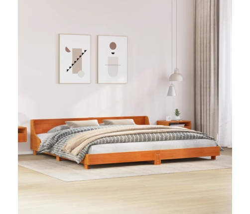 Cama sin colchón madera maciza de pino marrón cera 180x200 cm