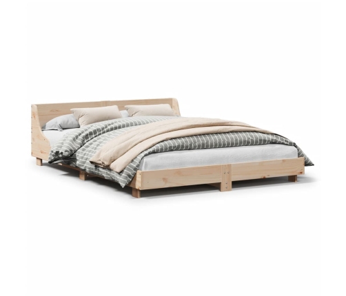 Estructura de cama sin colchón madera maciza de pino 160x200 cm