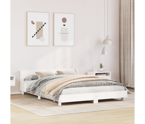 Estructura de cama sin colchón madera de pino blanca 150x200 cm