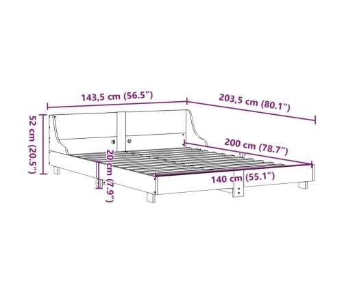 vidaXL Estructura de cama sin colchón madera de pino blanca 140x200 cm