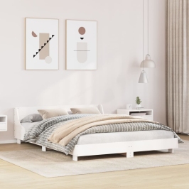 Estructura de cama sin colchón madera de pino blanca 140x200 cm