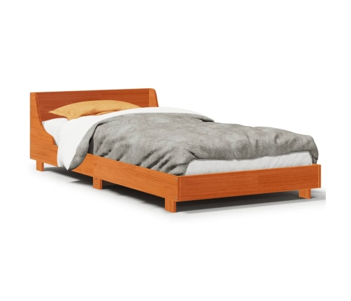 Cama sin colchón madera maciza de pino marrón cera 100x200 cm