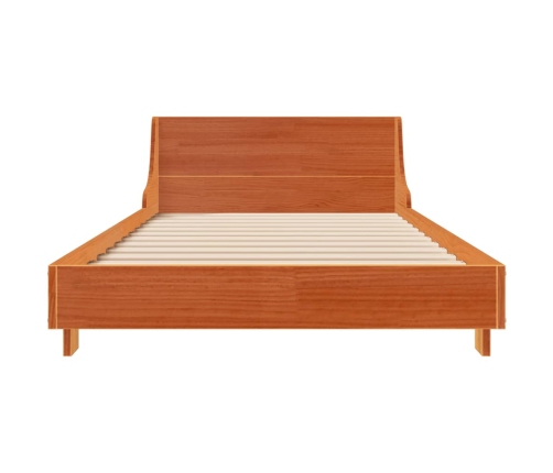 Cama sin colchón madera maciza de pino marrón cera 100x200 cm