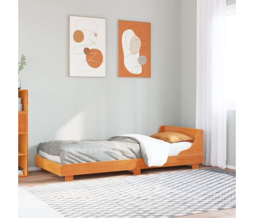 Cama sin colchón madera maciza de pino marrón cera 100x200 cm