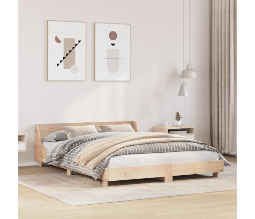 Estructura de cama sin colchón madera maciza de pino 140x190 cm