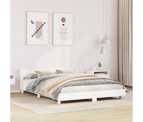 Estructura de cama sin colchón madera de pino blanca 140x190 cm