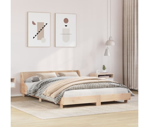 Estructura de cama sin colchón madera maciza de pino 135x190 cm