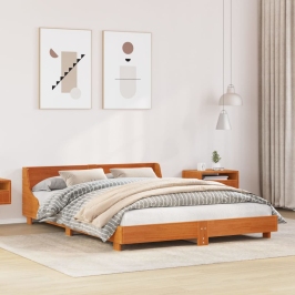 Estructura de cama sin colchón madera maciza marrón 135x190 cm