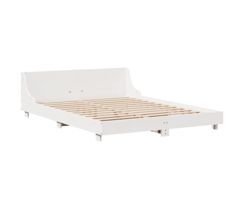 Estructura de cama sin colchón madera maciza blanca 120x190 cm