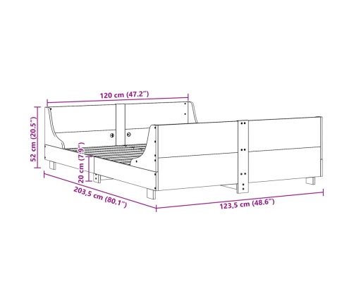 Estructura de cama sin colchón madera de pino blanca 120x200 cm