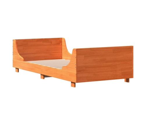 Cama sin colchón madera maciza de pino marrón cera 100x200 cm