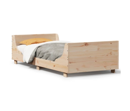 Estructura de cama sin colchón madera maciza de pino 90x200 cm