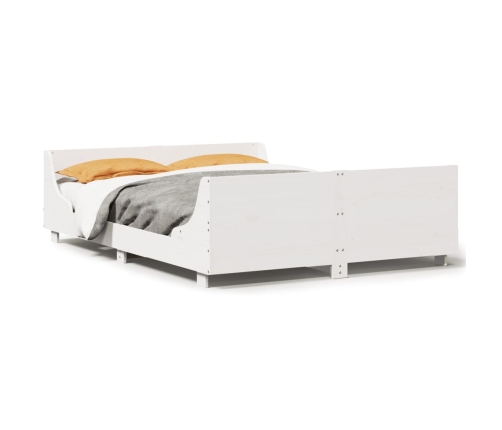 Estructura de cama sin colchón madera maciza blanca 120x190 cm