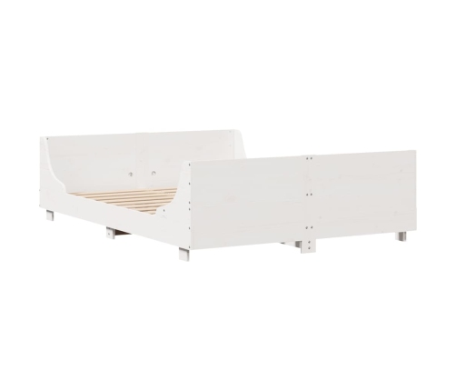 Estructura de cama sin colchón madera maciza blanca 120x190 cm