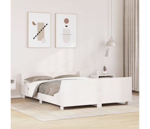 Estructura de cama sin colchón madera maciza blanca 120x190 cm