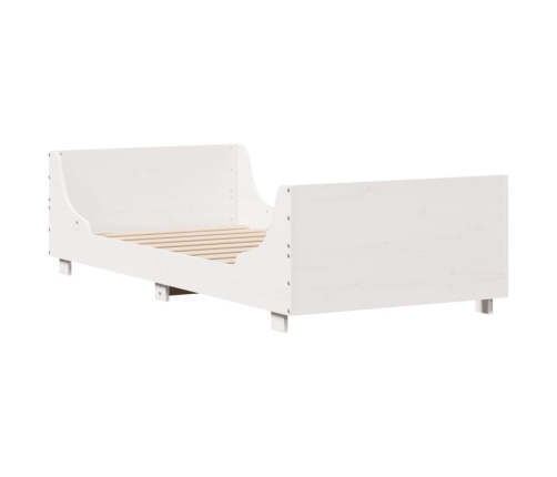 Estructura de cama sin colchón madera maciza blanca 90x190 cm