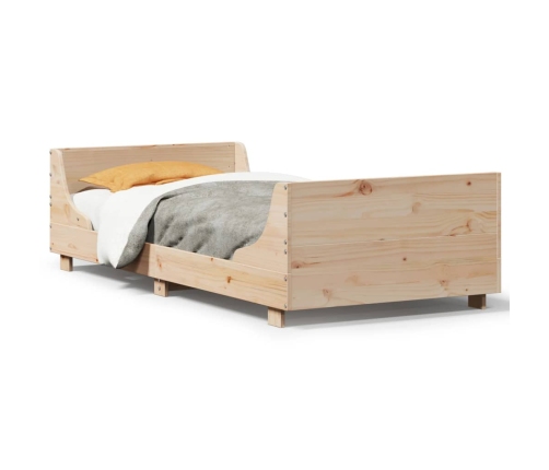 Estructura de cama sin colchón madera maciza pino 75x190 cm