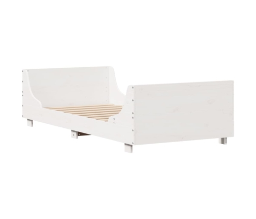 Estructura de cama sin colchón madera maciza blanca 75x190 cm