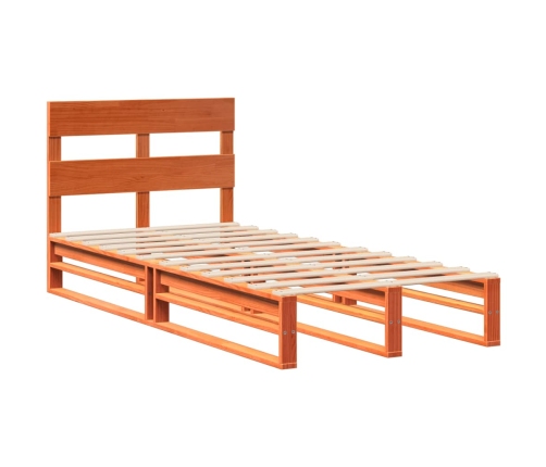 Cama sin colchón madera maciza de pino marrón cera 100x200 cm