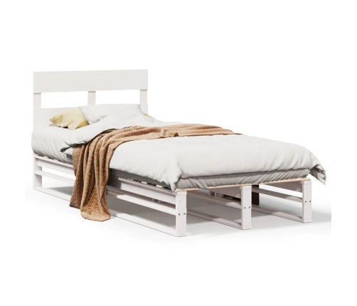 Estructura de cama sin colchón madera maciza blanca 75x190 cm