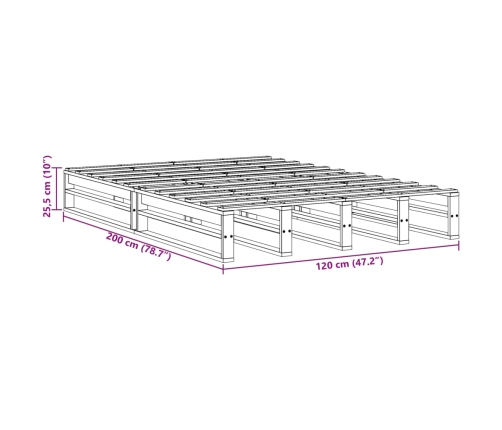 Estructura de cama sin colchón madera de pino maciza 120x200 cm