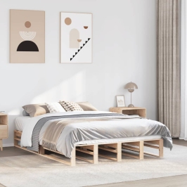 Estructura de cama sin colchón madera de pino maciza 120x200 cm