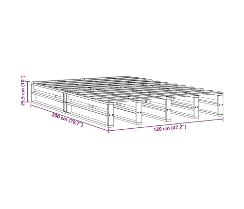 Estructura de cama sin colchón madera de pino blanca 120x200 cm