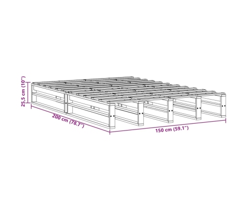 Estructura de cama sin colchón madera de pino blanco 150x200 cm