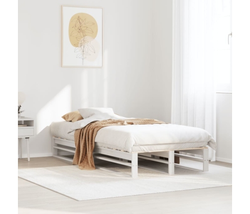 Estructura de cama sin colchón madera maciza blanca 75x190 cm