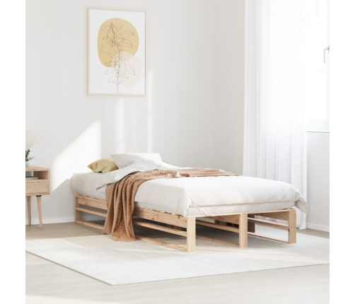 Estructura de cama sin colchón madera maciza de pino 90x190 cm