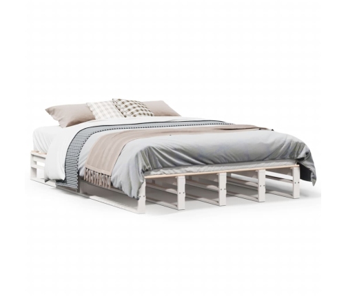 Estructura de cama sin colchón madera maciza blanca 120x190 cm